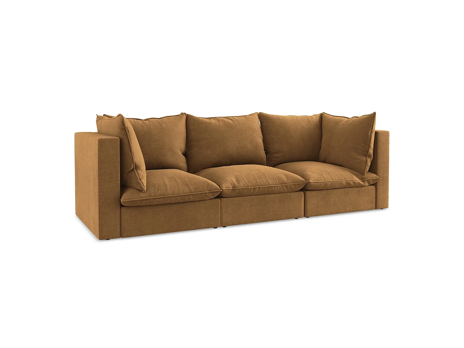 Driezits modulaire bank van terracotta textuurstof - RAVENNA