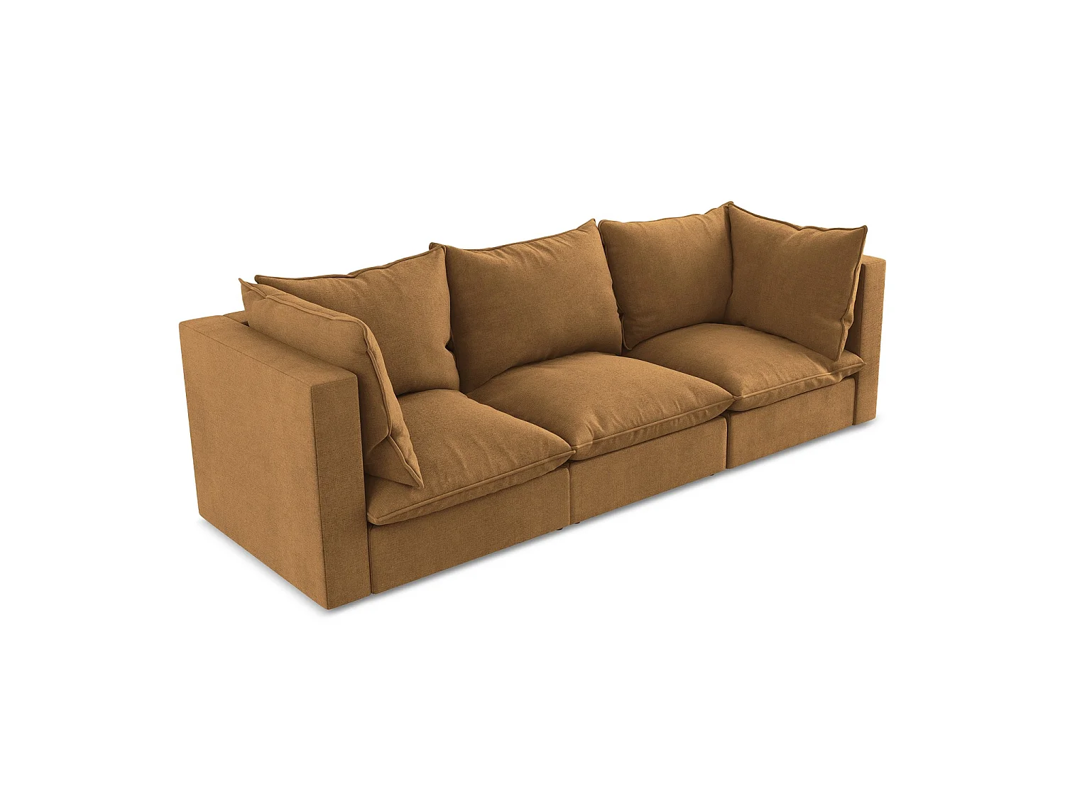 Driezits modulaire bank van terracotta textuurstof - RAVENNA