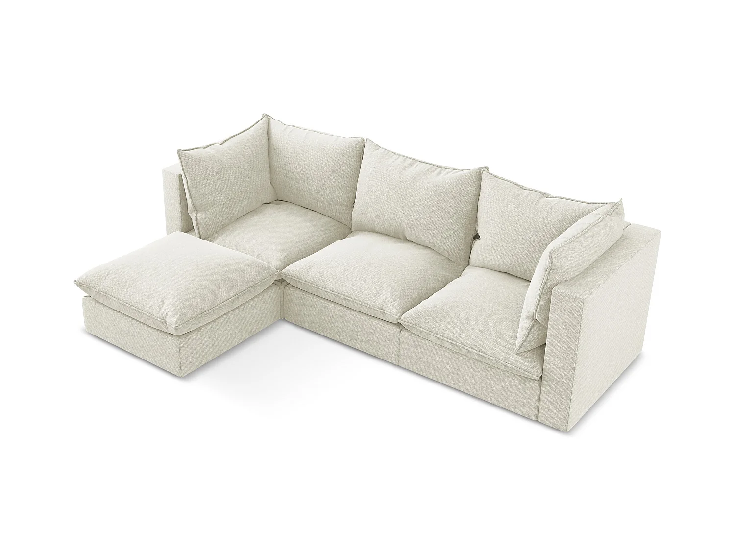 Narożnik lewostronny - z tkaniny bouclé - piaskowy - MANAO