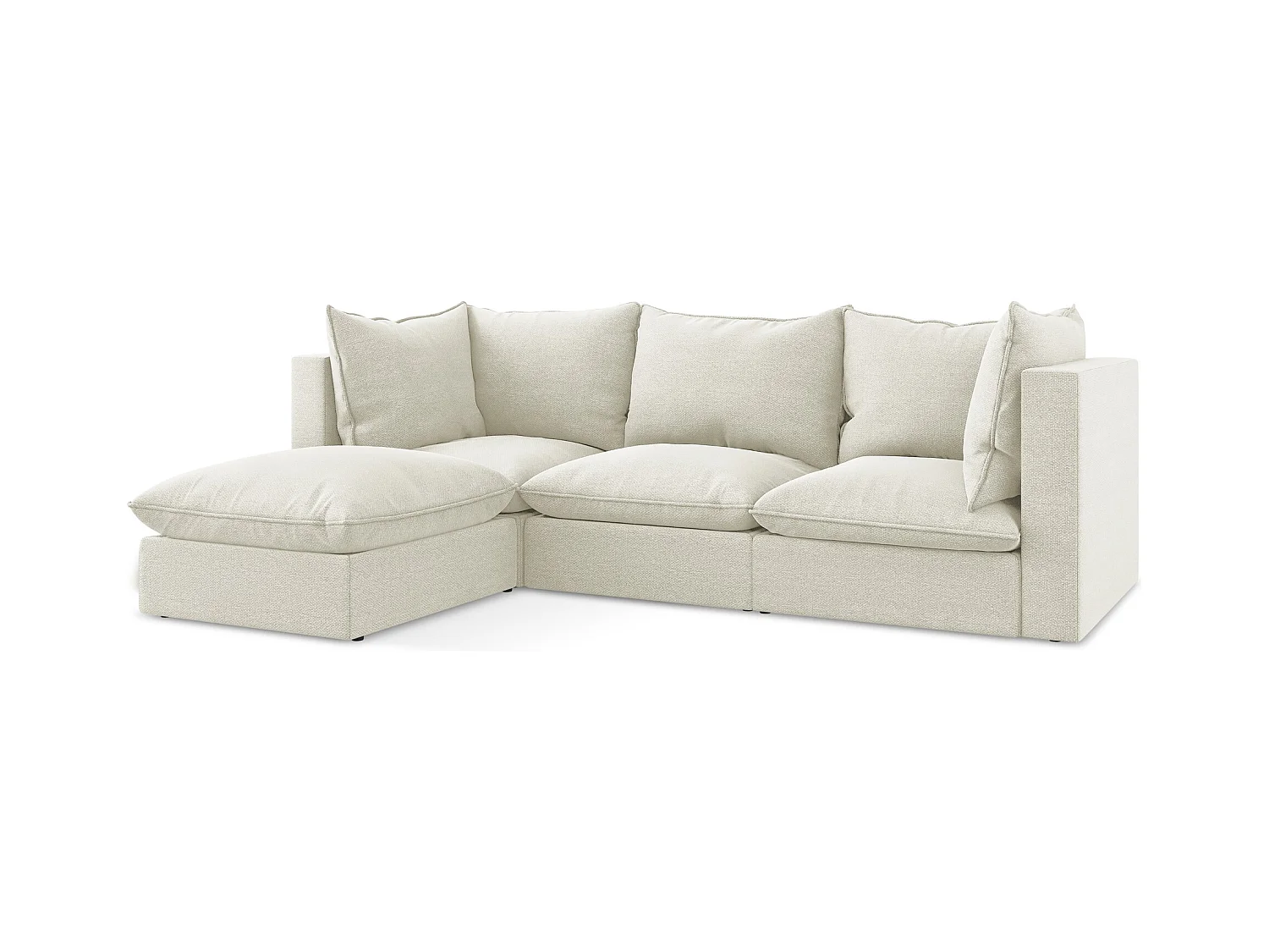 3-Sitzer Modulares Ecksofa - Ecke Links - Bouclé - Sand - MANAO