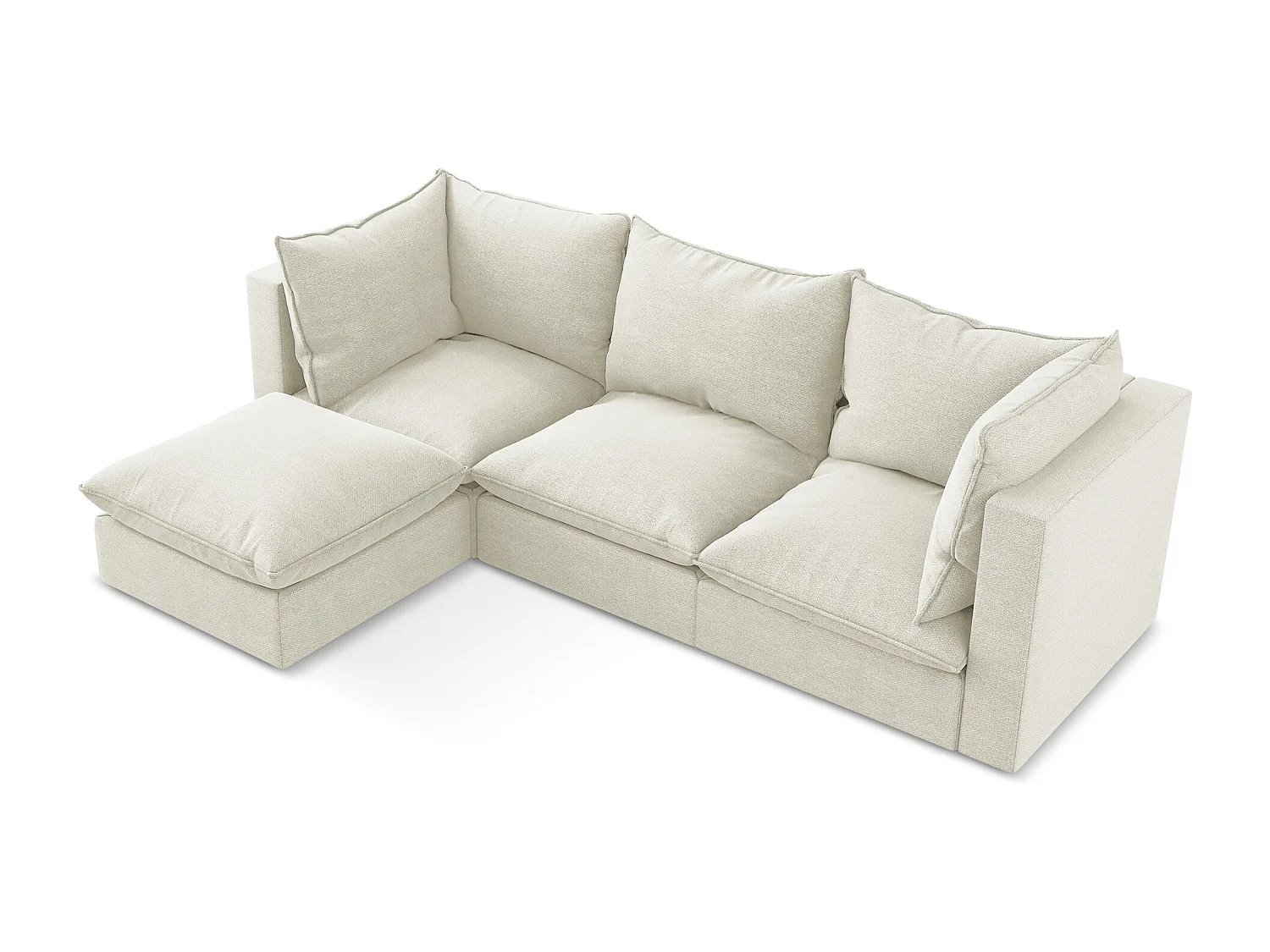 3-Sitzer Modulares Ecksofa - Ecke Links - Bouclé - Sand - MANAO