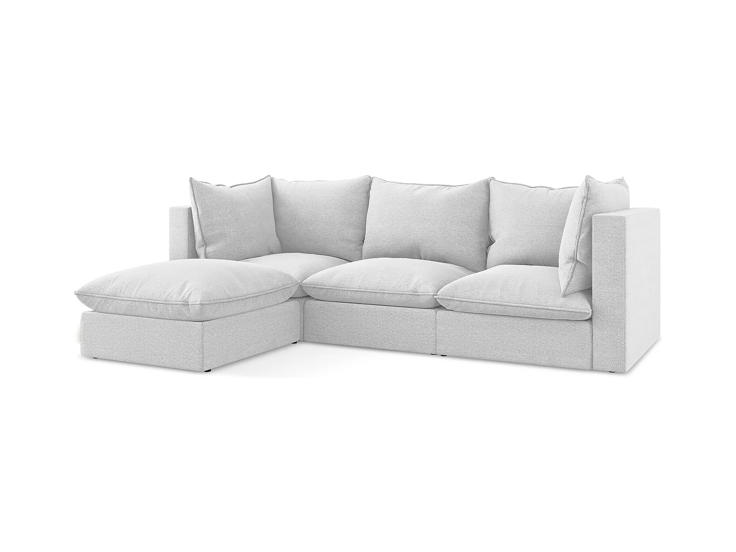 3-Sitzer Modulares Ecksofa - Ecke Links - Bouclé - Silber - MANAO