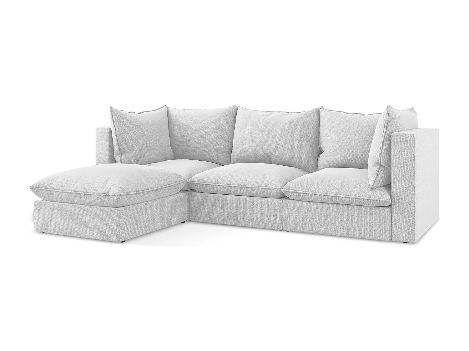 3-Sitzer Modulares Ecksofa - Ecke Links - Bouclé - Silber - MANAO