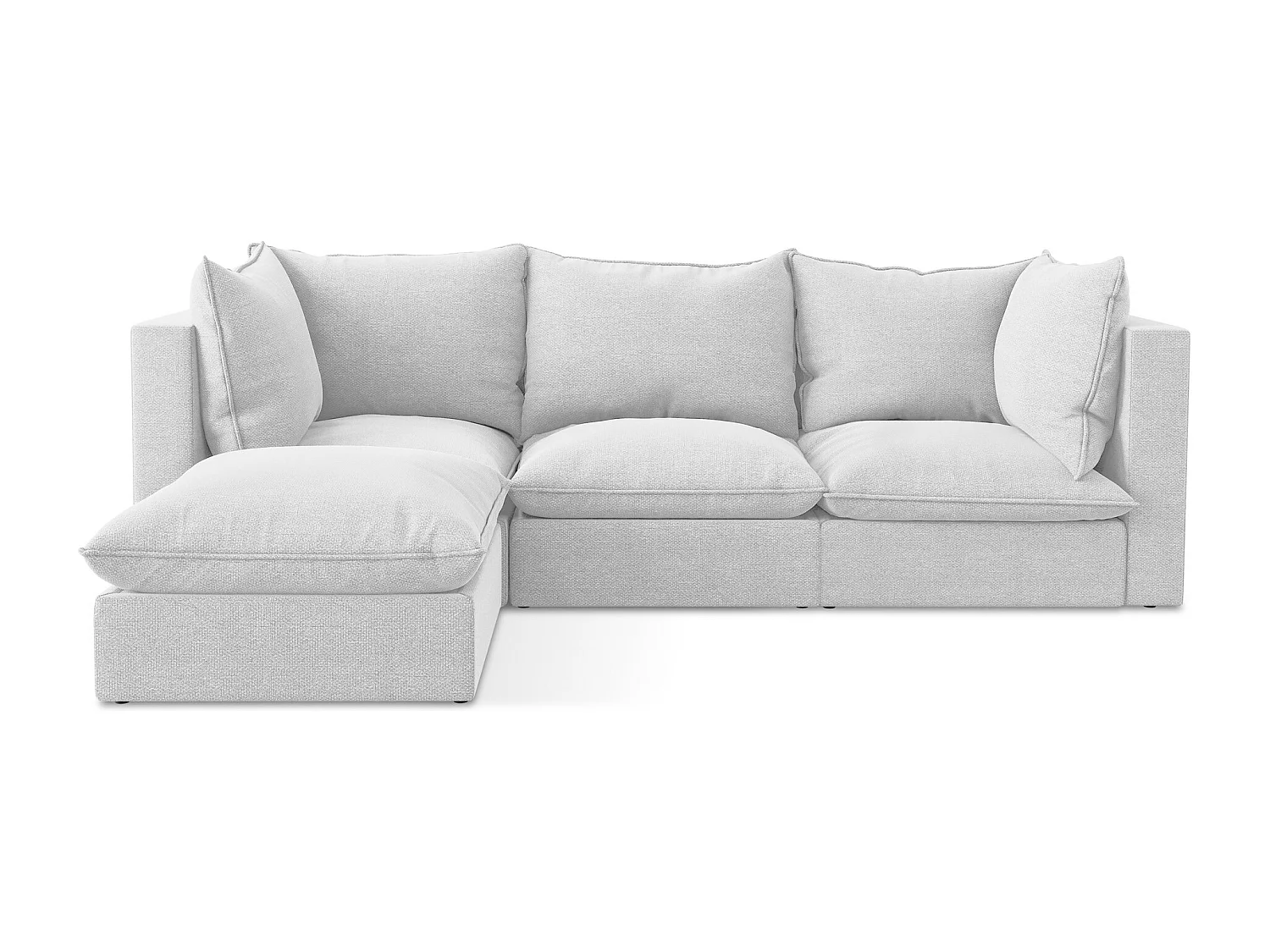 3-Sitzer Modulares Ecksofa - Ecke Links - Bouclé - Silber - MANAO