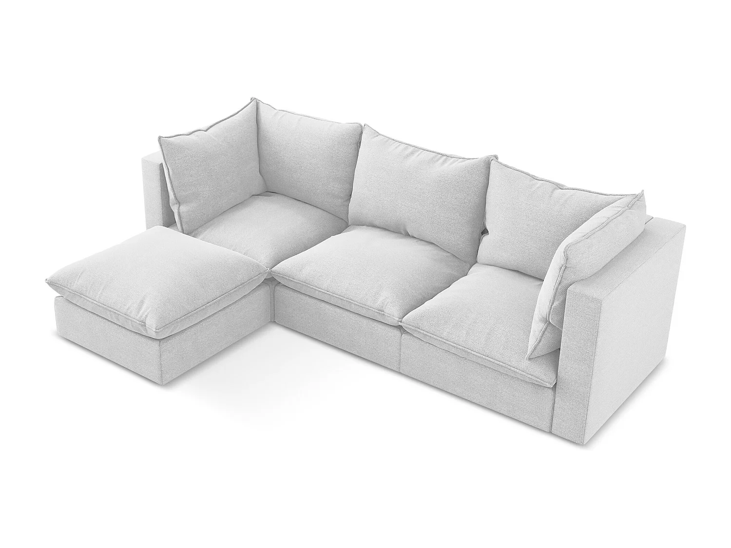 3-Sitzer Modulares Ecksofa - Ecke Links - Bouclé - Silber - MANAO