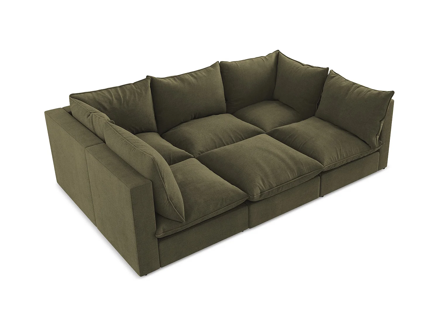 Canapé modulable 3 places en tissu texturé - olive - MANAO