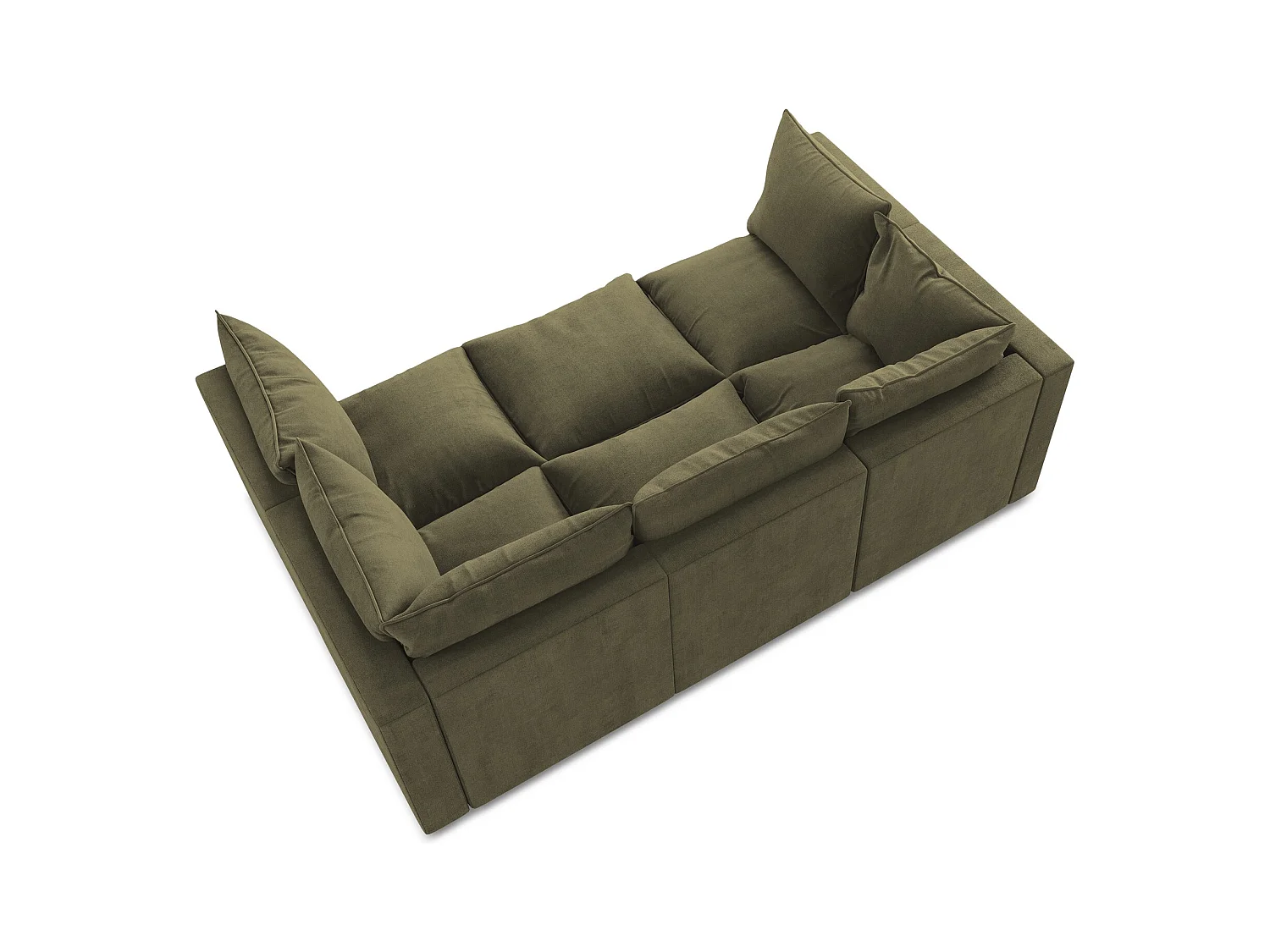 Canapé modulable 3 places en tissu texturé - olive - MANAO