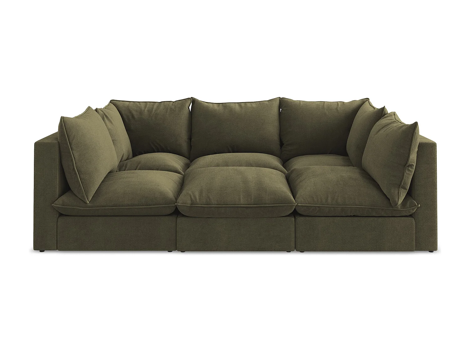 Canapé modulable 3 places en tissu texturé - olive - MANAO