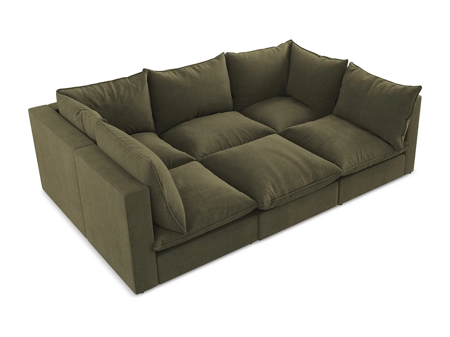 Canapé modulable 3 places en tissu texturé - olive - MANAO