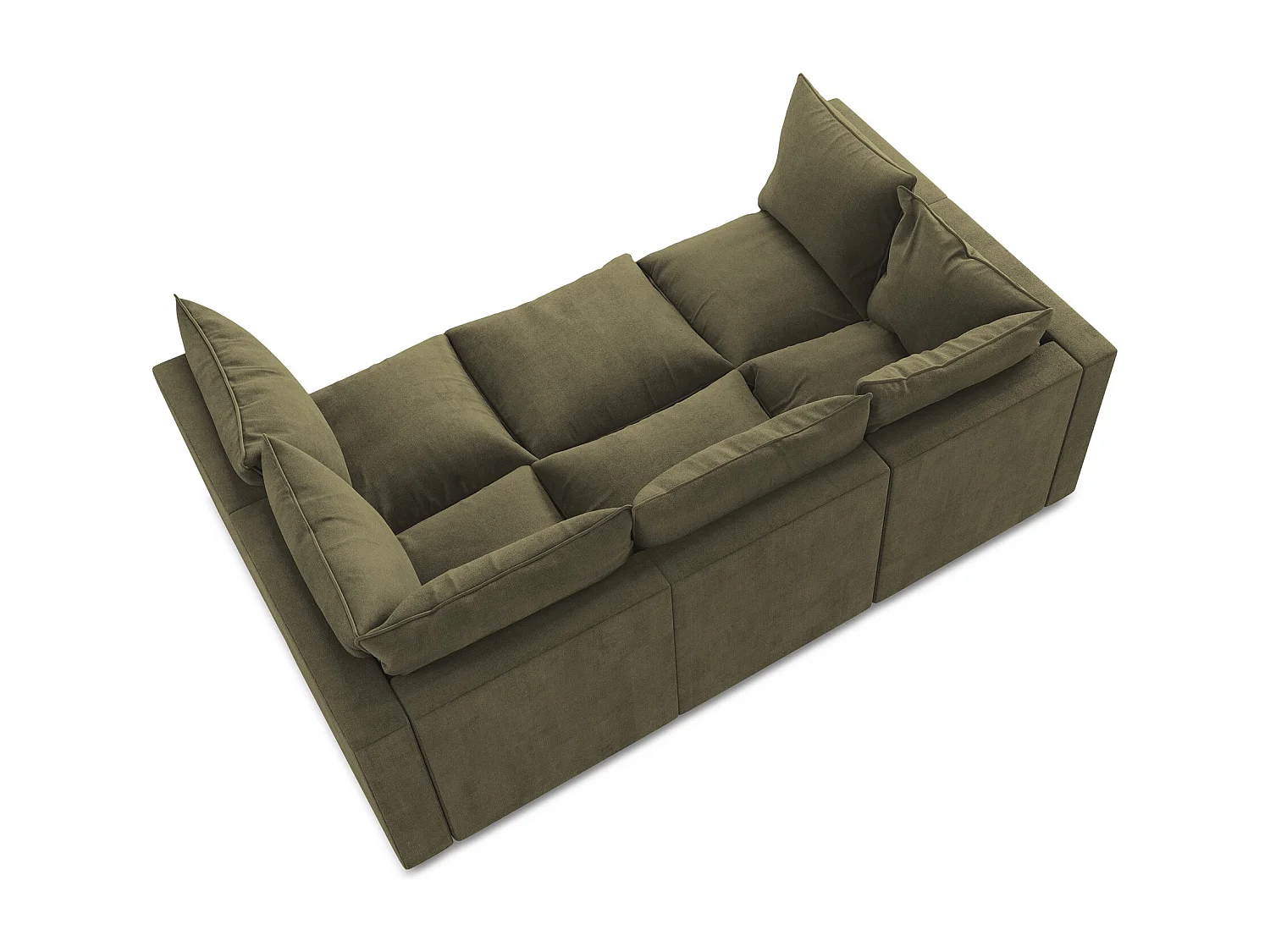 Canapé modulable 3 places en tissu texturé - olive - MANAO