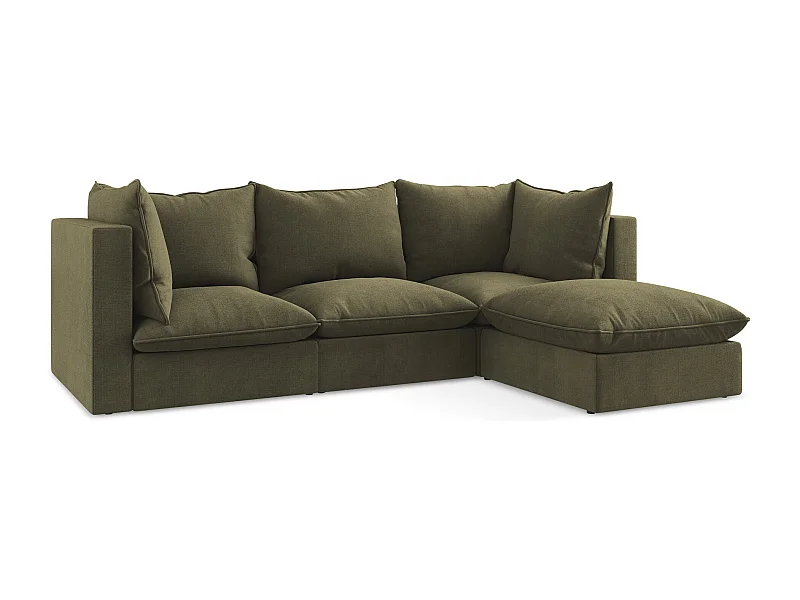 3-Sitzer Modulares Ecksofa - Ecke Rechts - Strukturstoff - Olive - MANAO