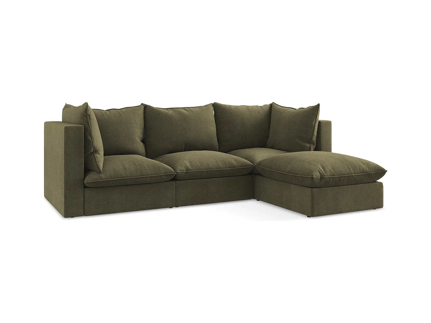 3-Sitzer Modulares Ecksofa - Ecke Rechts - Strukturstoff - Olive - MANAO