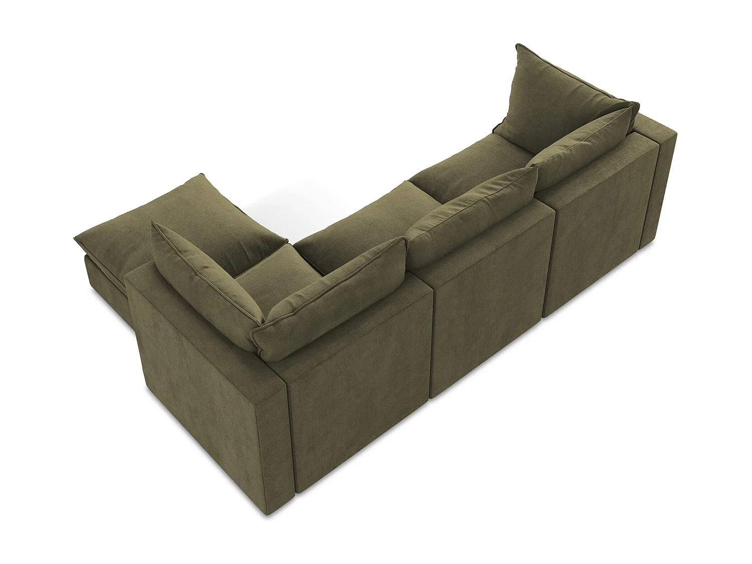 3-Sitzer Modulares Ecksofa - Ecke Rechts - Strukturstoff - Olive - MANAO