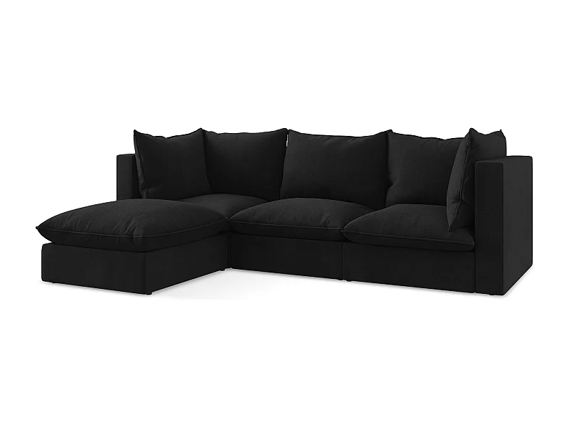 3-Sitzer Modulares Ecksofa - Ecke Links - Strukturstoff - Schwarz - MANAO