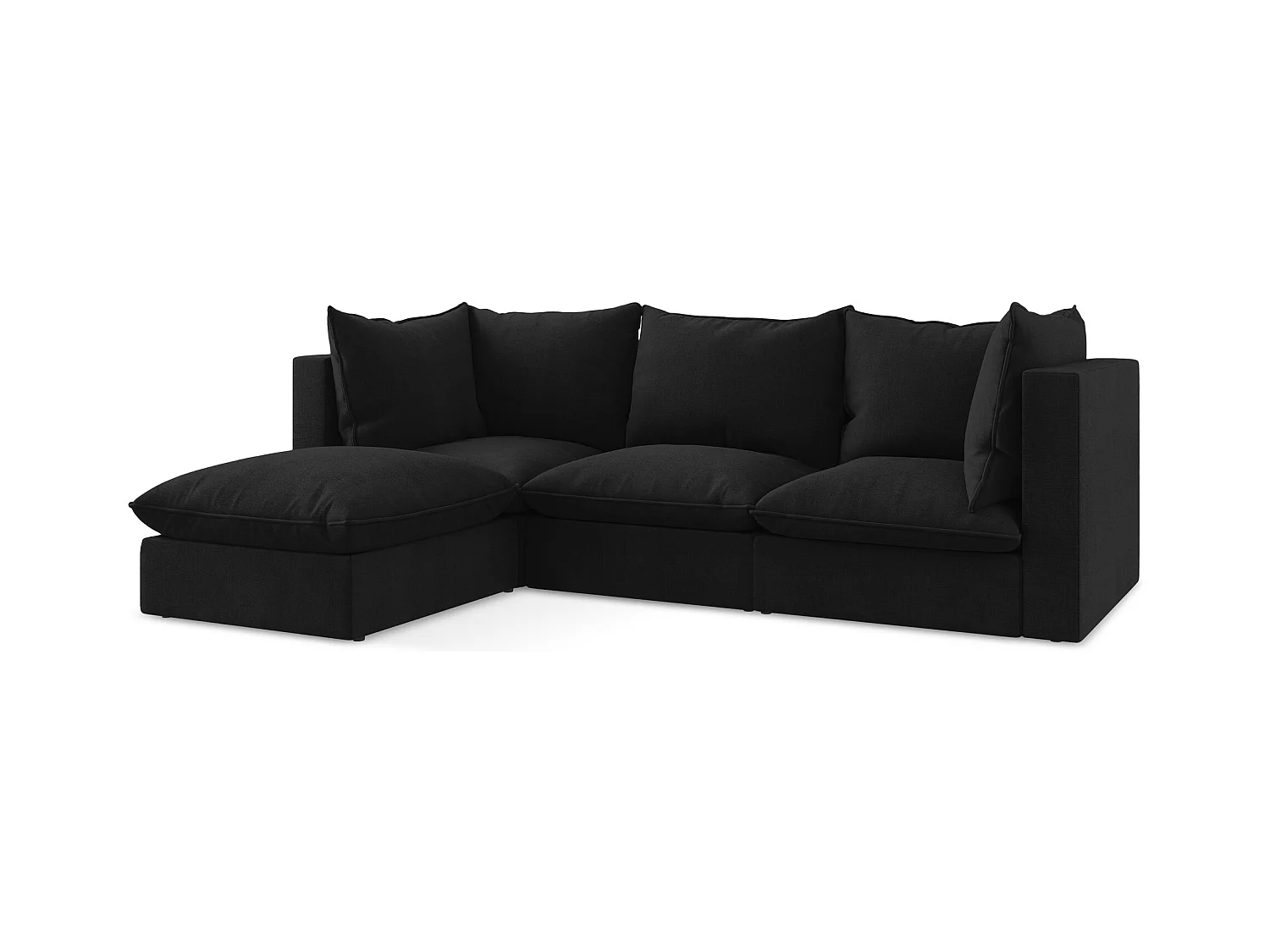 3-Sitzer Modulares Ecksofa - Ecke Links - Strukturstoff - Schwarz - MANAO
