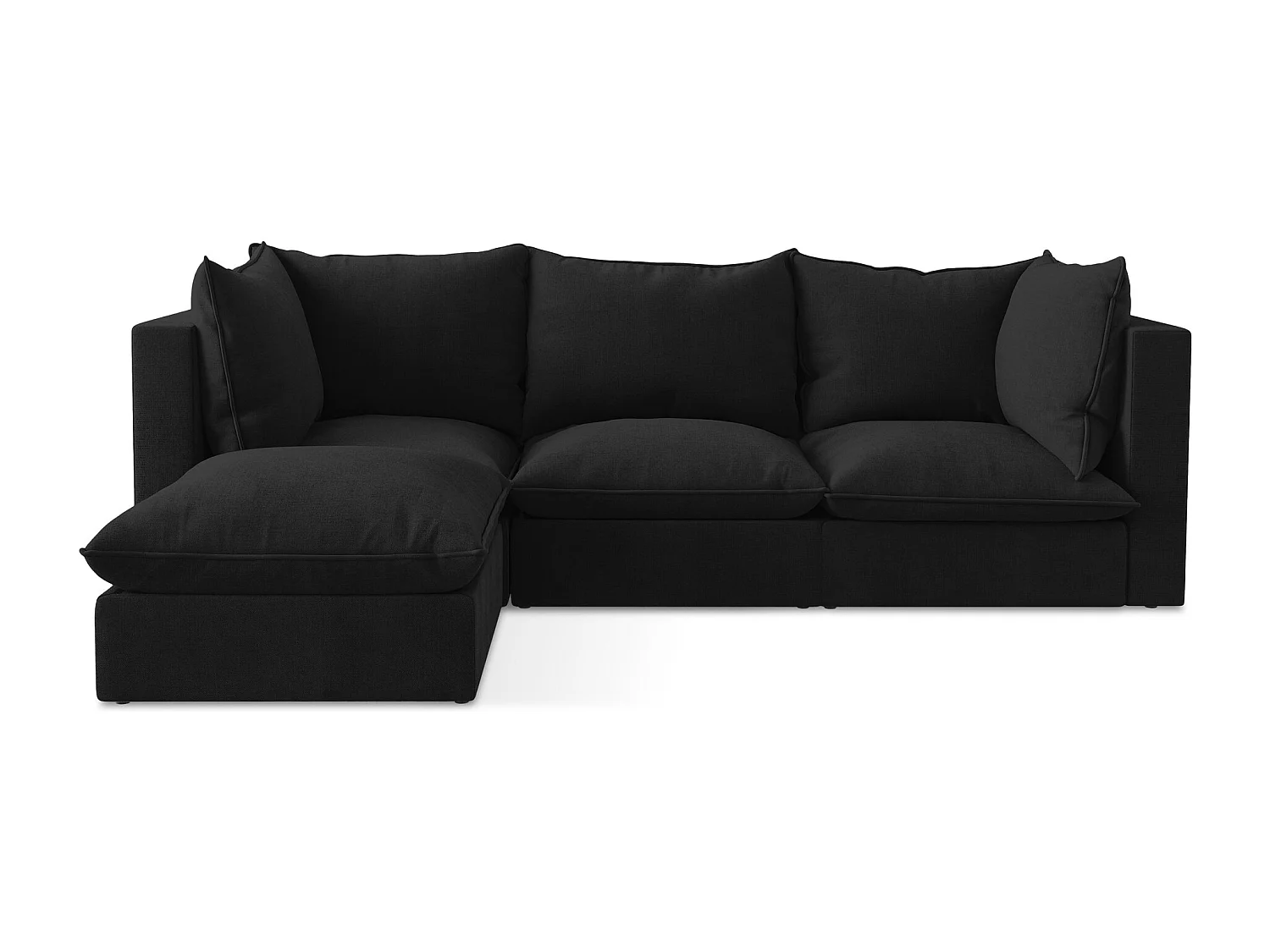 3-Sitzer Modulares Ecksofa - Ecke Links - Strukturstoff - Schwarz - MANAO