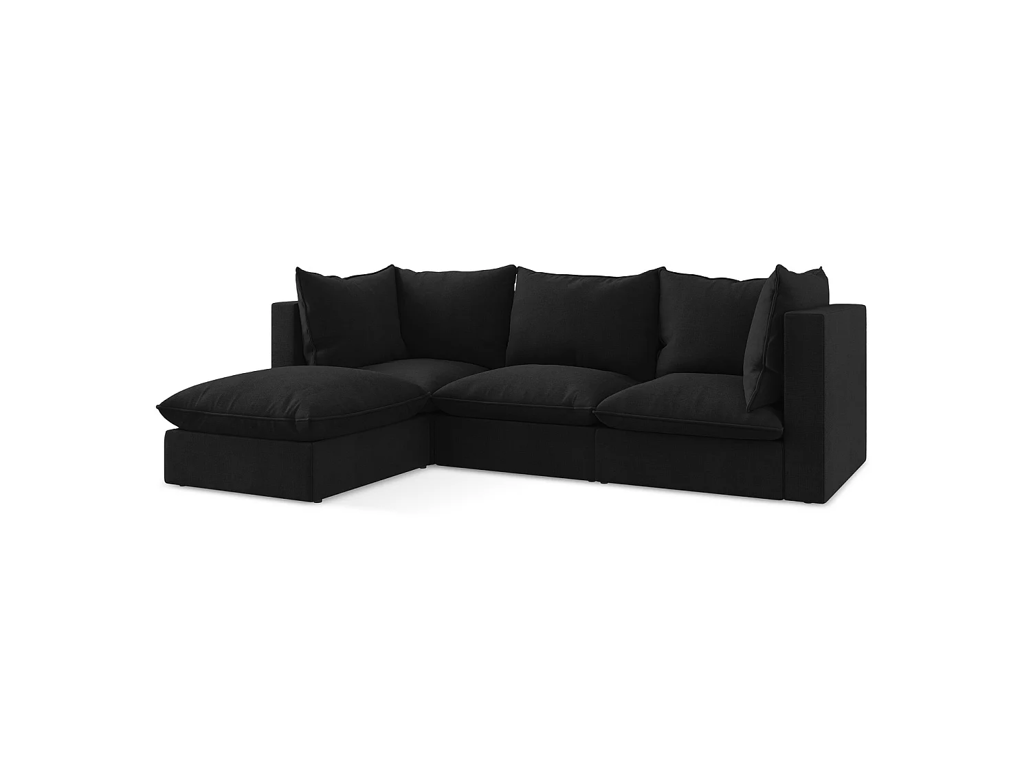 3-Sitzer Modulares Ecksofa - Ecke Links - Strukturstoff - Schwarz - RAVENNA