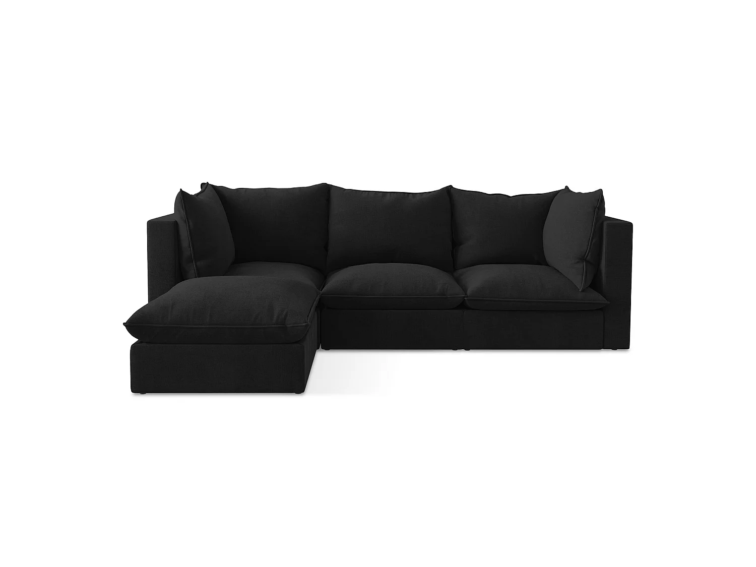 3-Sitzer Modulares Ecksofa - Ecke Links - Strukturstoff - Schwarz - RAVENNA