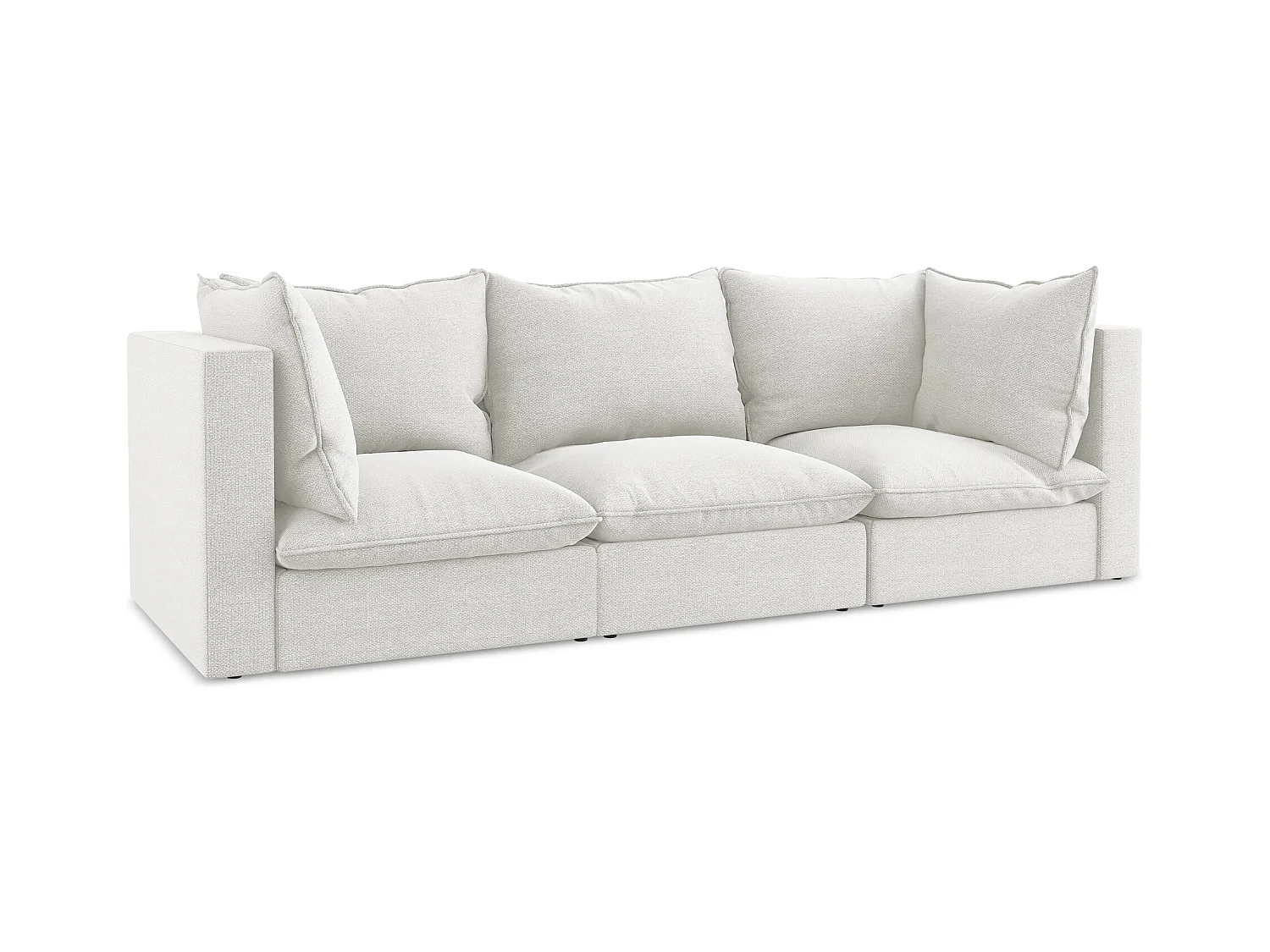 Canapé modulable 3 places en tissu bouclette - blanc - MANAO