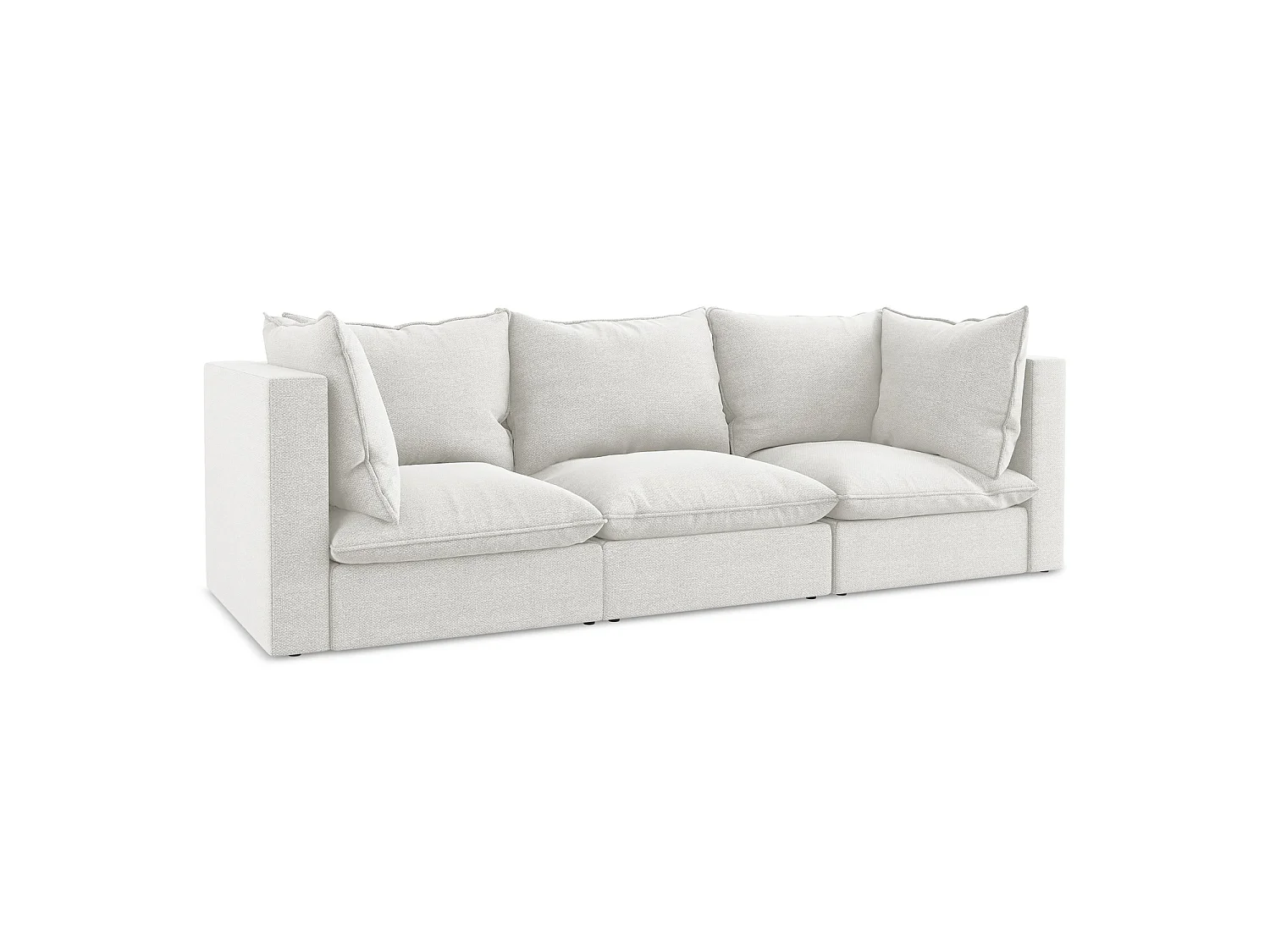 Driezits modulaire bank van wit bouclé - RAVENNA
