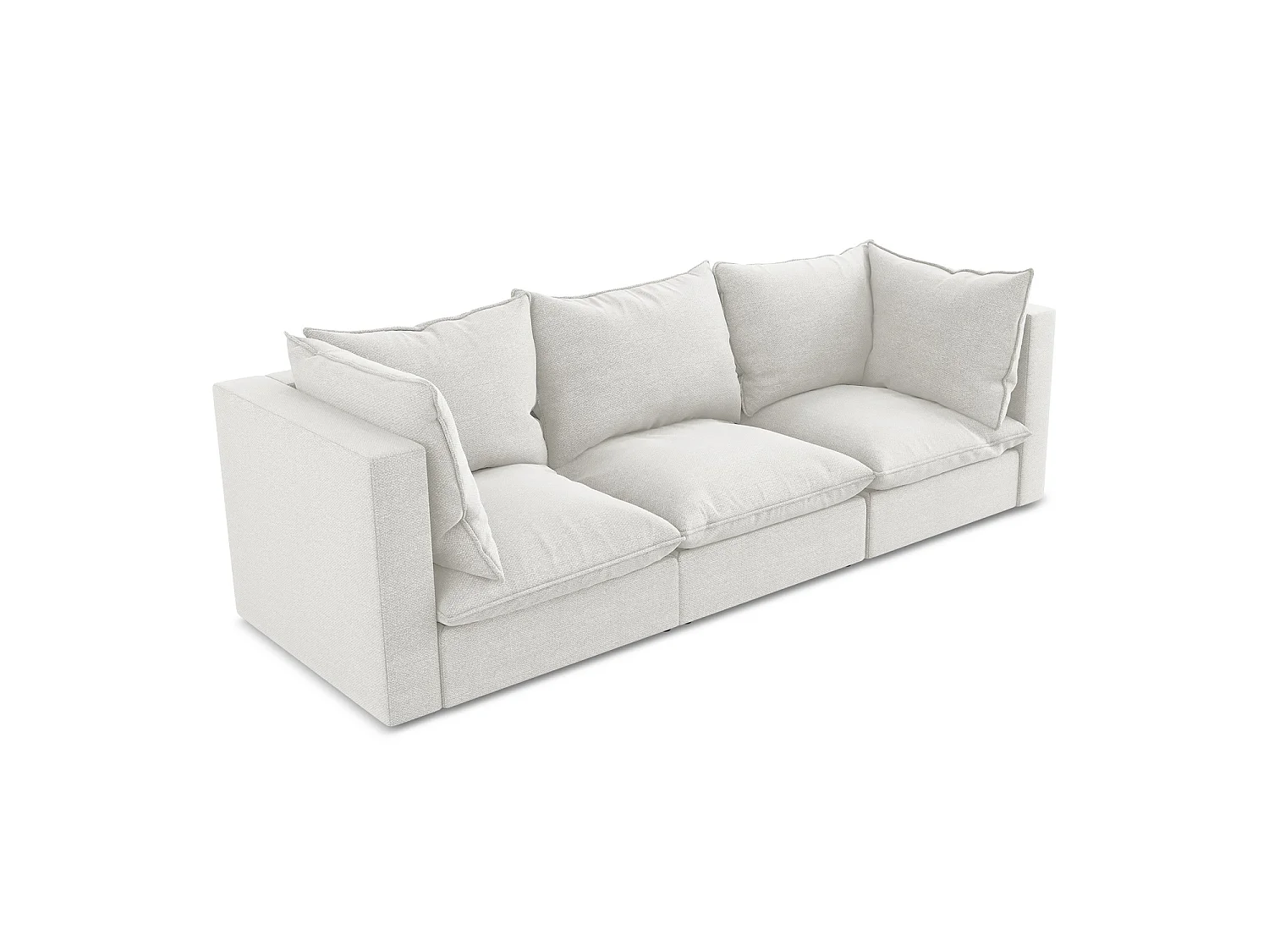 Driezits modulaire bank van wit bouclé - RAVENNA