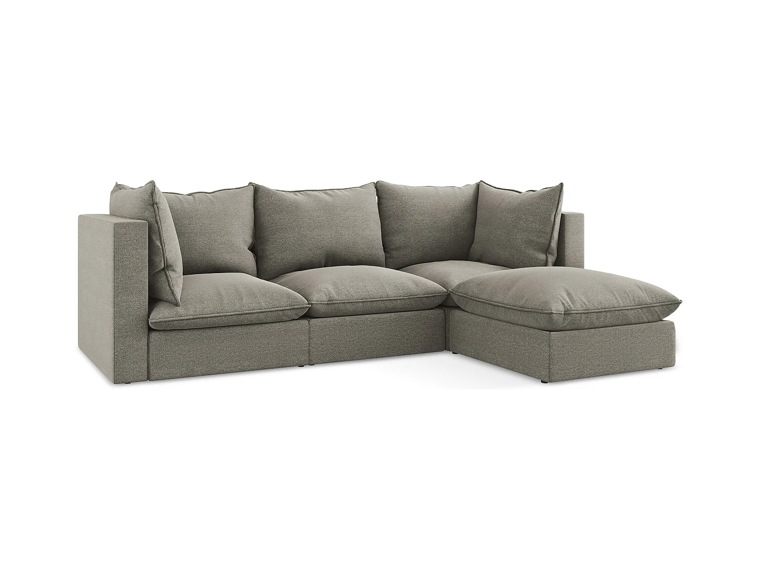 3-Sitzer Modulares Ecksofa - Ecke Rechts - Bouclé - Grau - MANAO