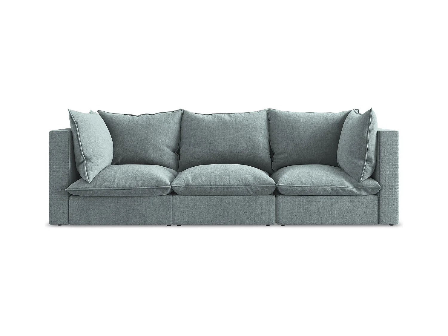 Canapé modulable 3 places en tissu texturé - jeans - MANAO