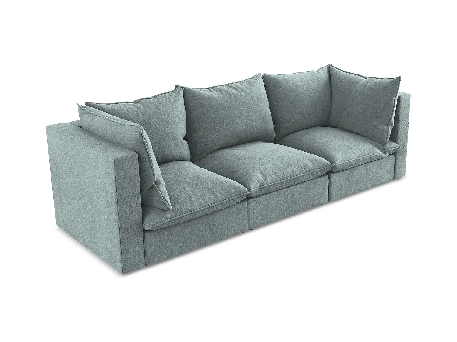 Canapé modulable 3 places en tissu texturé - jeans - MANAO