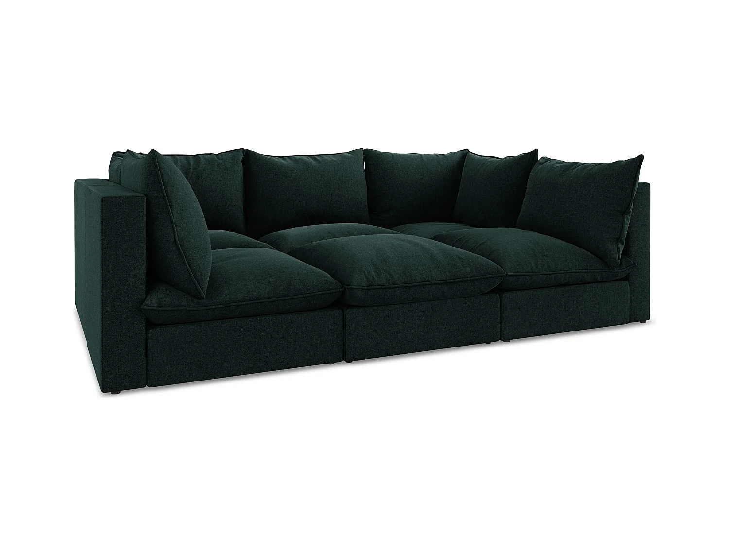 Canapé modulable 3 places en velours - gris vert - MANAO