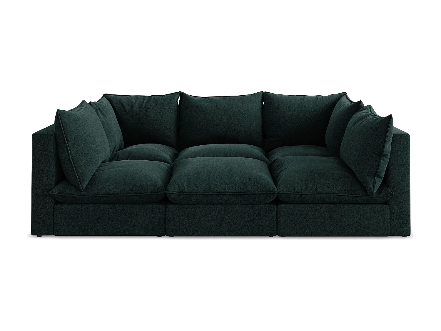 Canapé modulable 3 places en velours - gris vert - MANAO