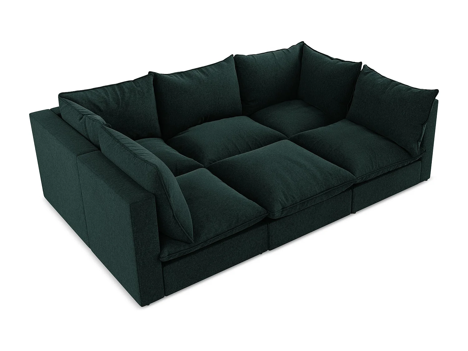 Canapé modulable 3 places en velours - gris vert - MANAO