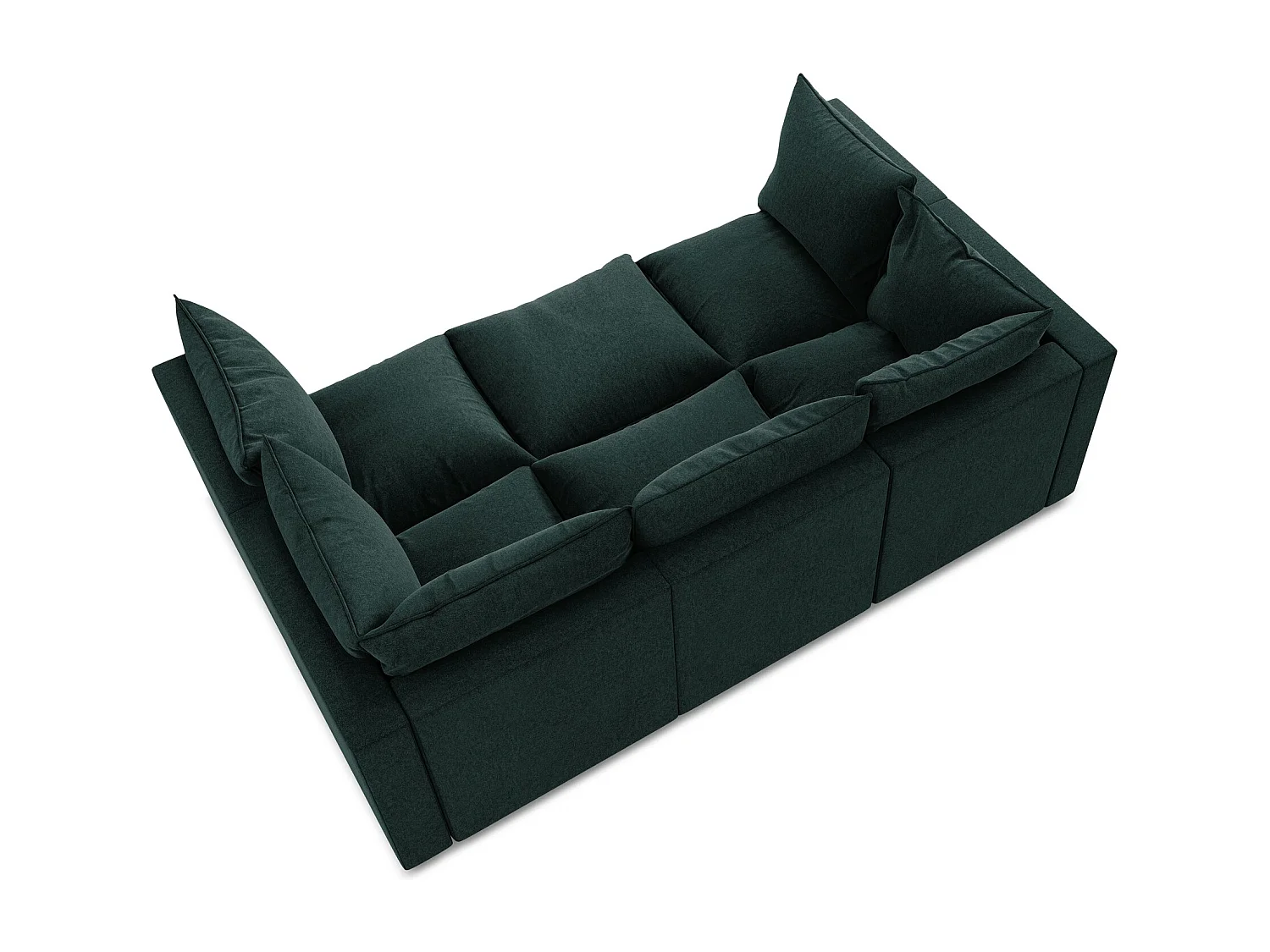 Canapé modulable 3 places en velours - gris vert - MANAO