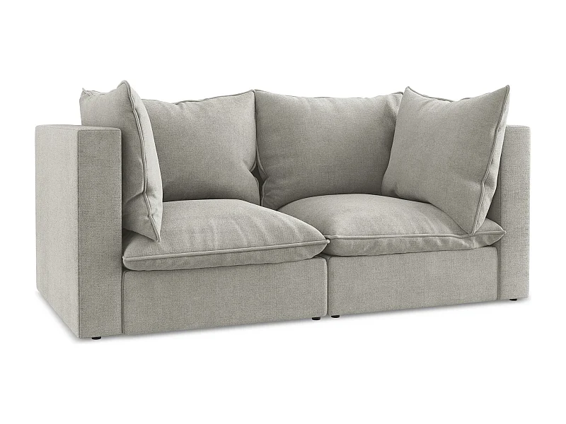 Modulares 2-Sitzer Sofa - - Strukturstoff - Hellgrau - MANAO