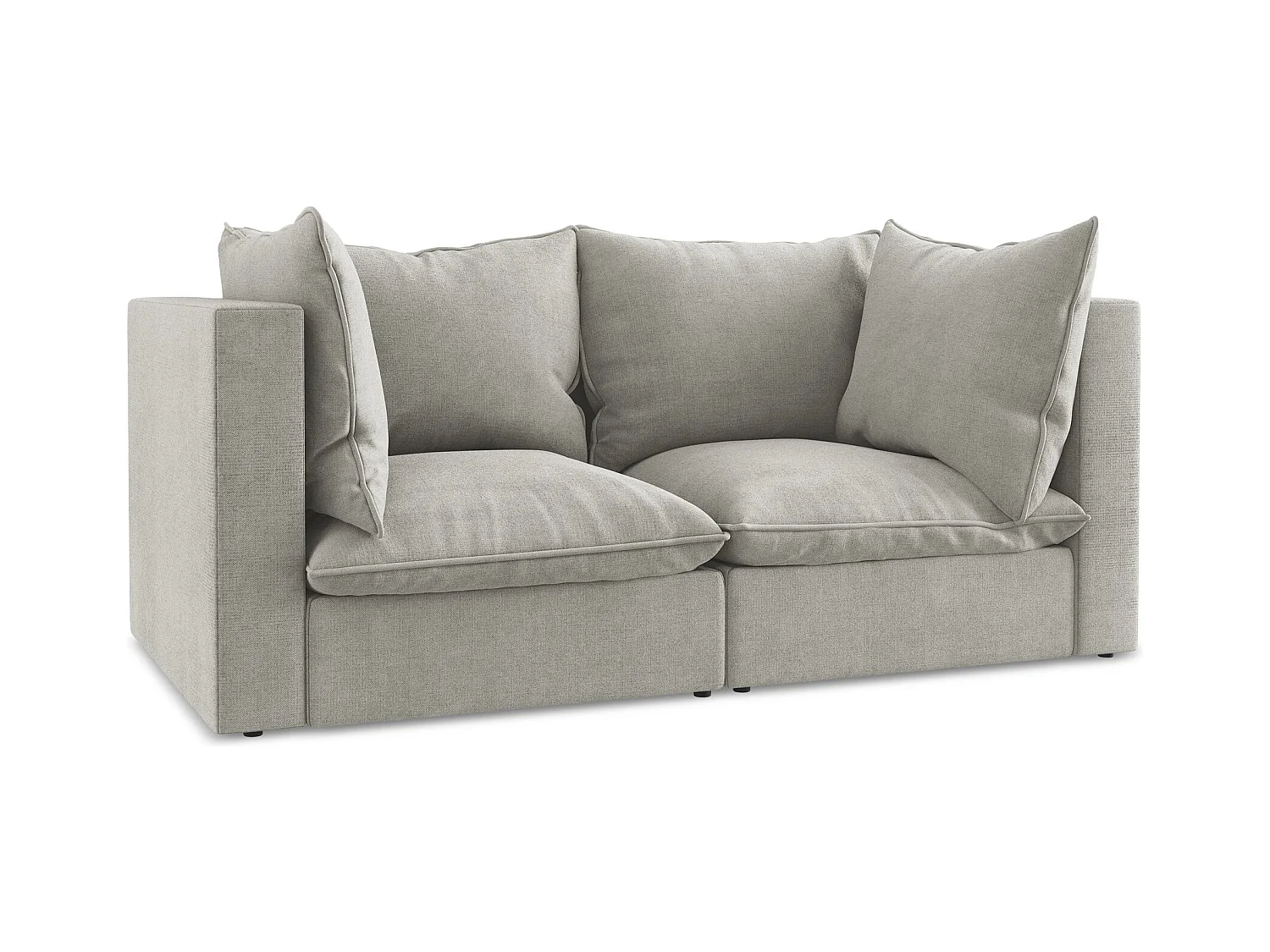 Canapé modulable 2 places en tissu texturé - gris clair - MANAO