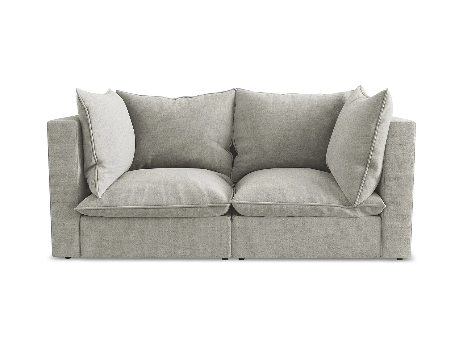 Canapé modulable 2 places en tissu texturé - gris clair - MANAO