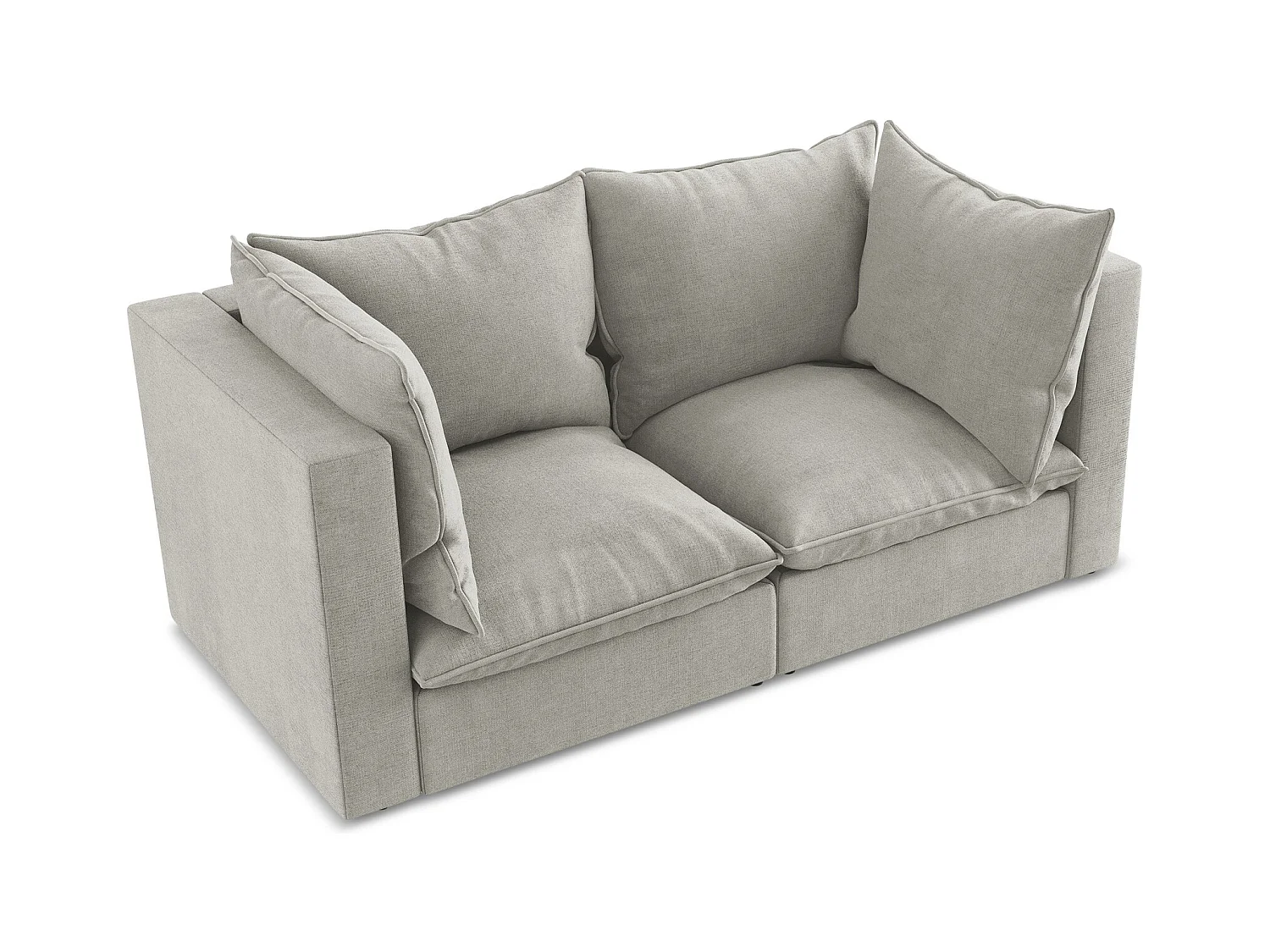 Canapé modulable 2 places en tissu texturé - gris clair - MANAO