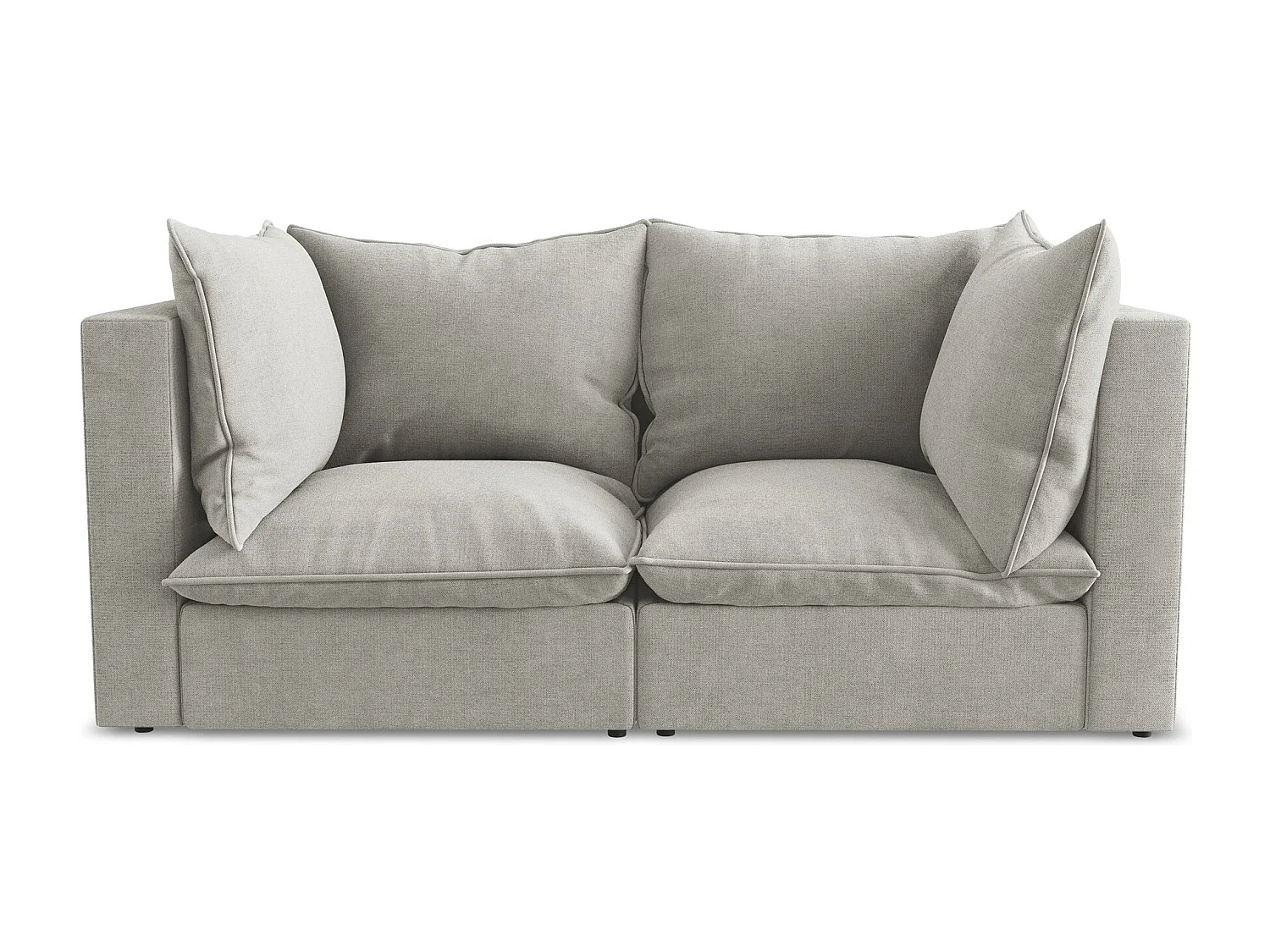 Canapé modulable 2 places en tissu texturé - gris clair - MANAO