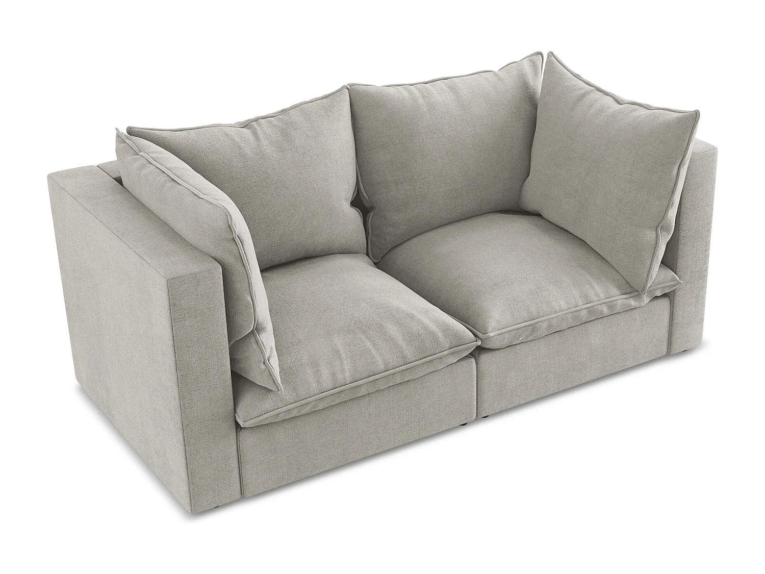 Canapé modulable 2 places en tissu texturé - gris clair - MANAO