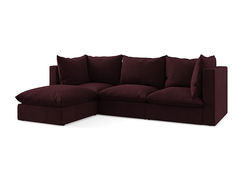 3-Sitzer Modulares Ecksofa - Ecke Links - Strukturstoff - Rotwein - MANAO