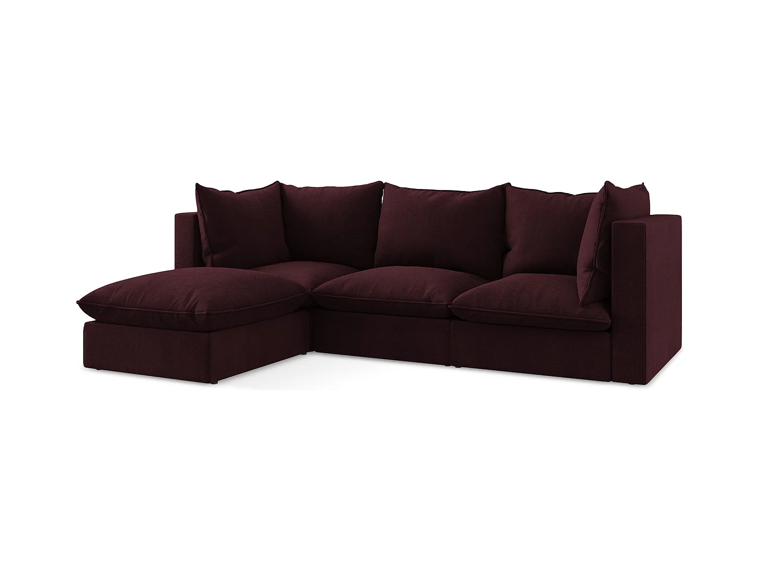 3-Sitzer Modulares Ecksofa - Ecke Links - Strukturstoff - Rotwein - MANAO