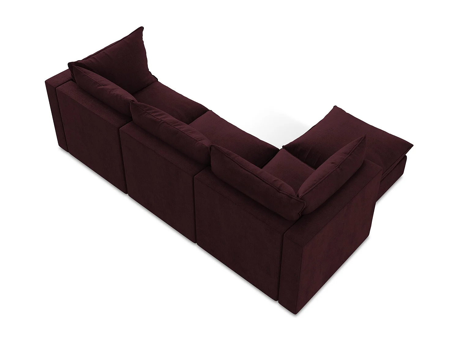 3-Sitzer Modulares Ecksofa - Ecke Links - Strukturstoff - Rotwein - MANAO