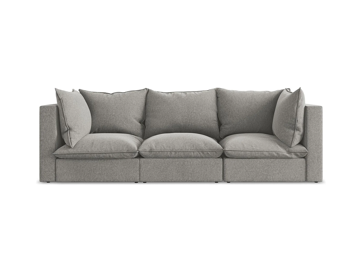 Canapé modulable 3 places en velours - gris - MANAO