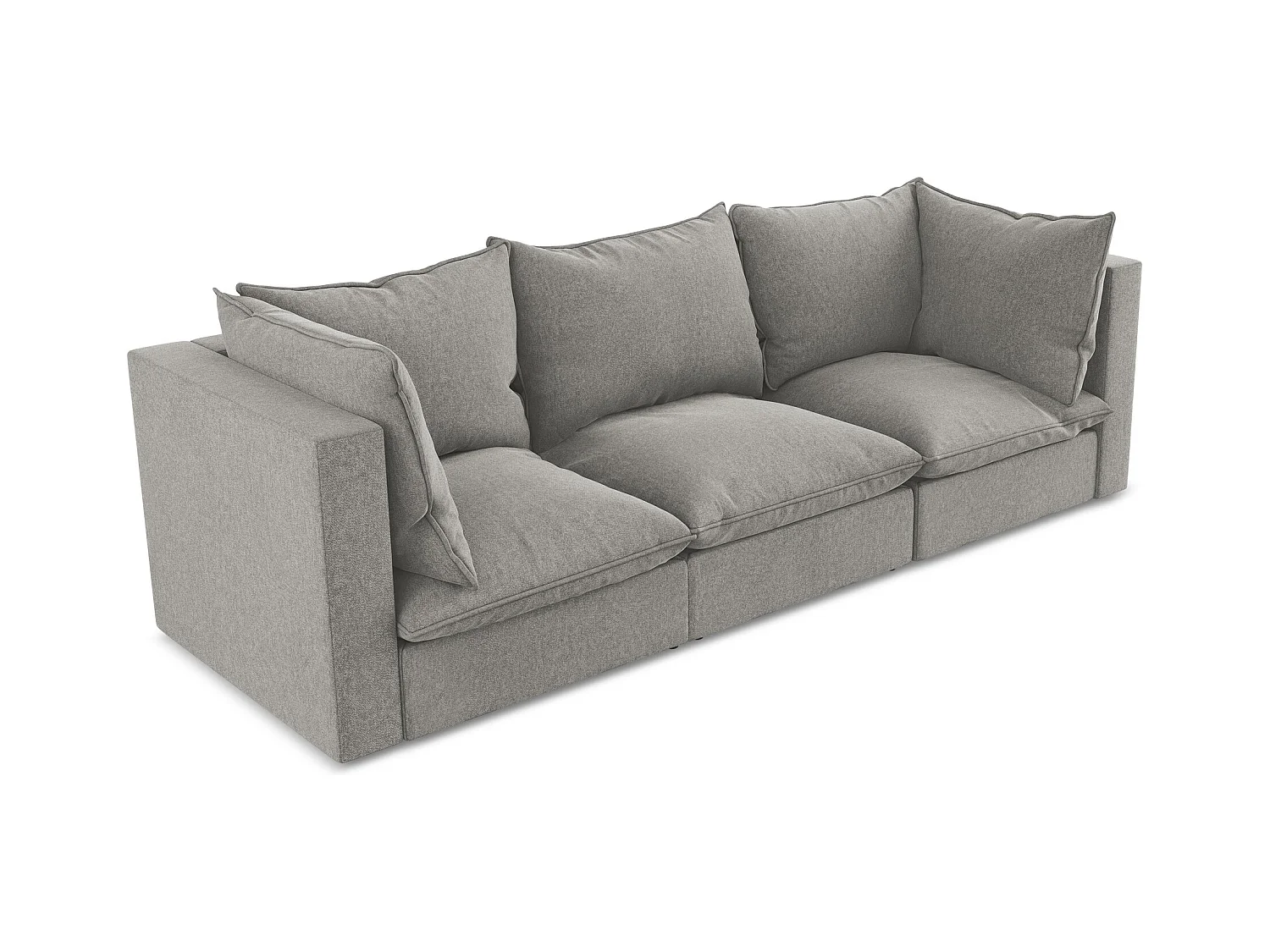 Canapé modulable 3 places en velours - gris - MANAO