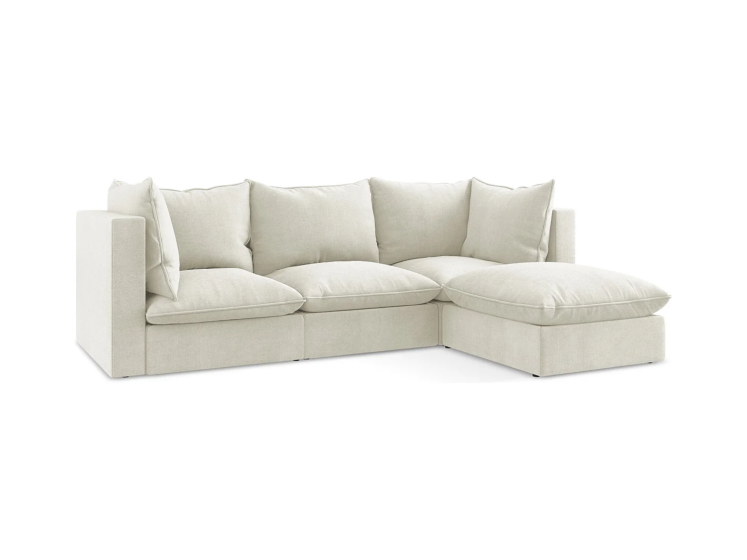 3-Sitzer Modulares Ecksofa - Ecke Rechts - Strukturstoff - Beige - MANAO