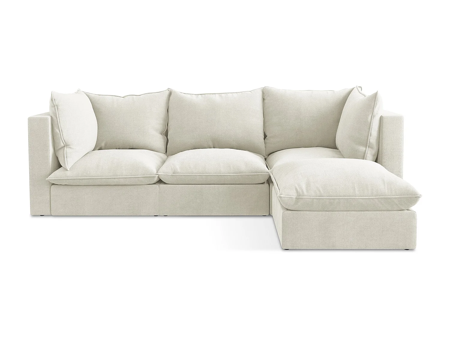 3-Sitzer Modulares Ecksofa - Ecke Rechts - Strukturstoff - Beige - MANAO