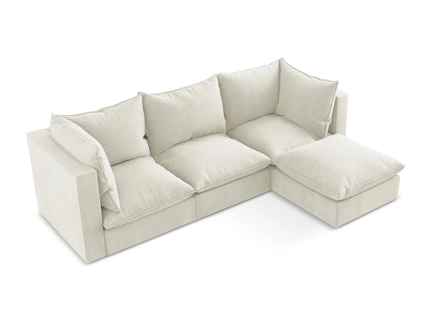 3-Sitzer Modulares Ecksofa - Ecke Rechts - Strukturstoff - Beige - MANAO