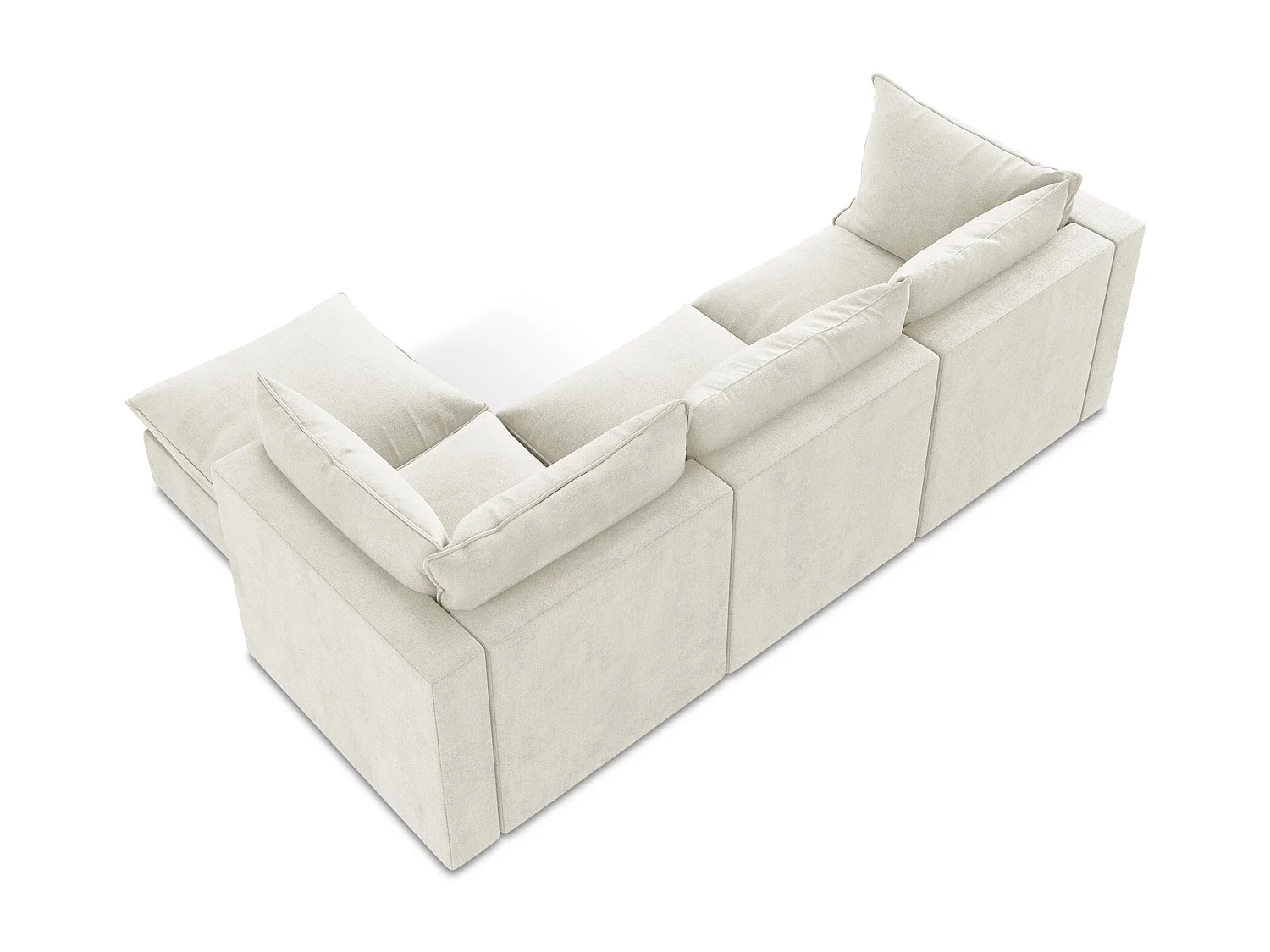 3-Sitzer Modulares Ecksofa - Ecke Rechts - Strukturstoff - Beige - MANAO