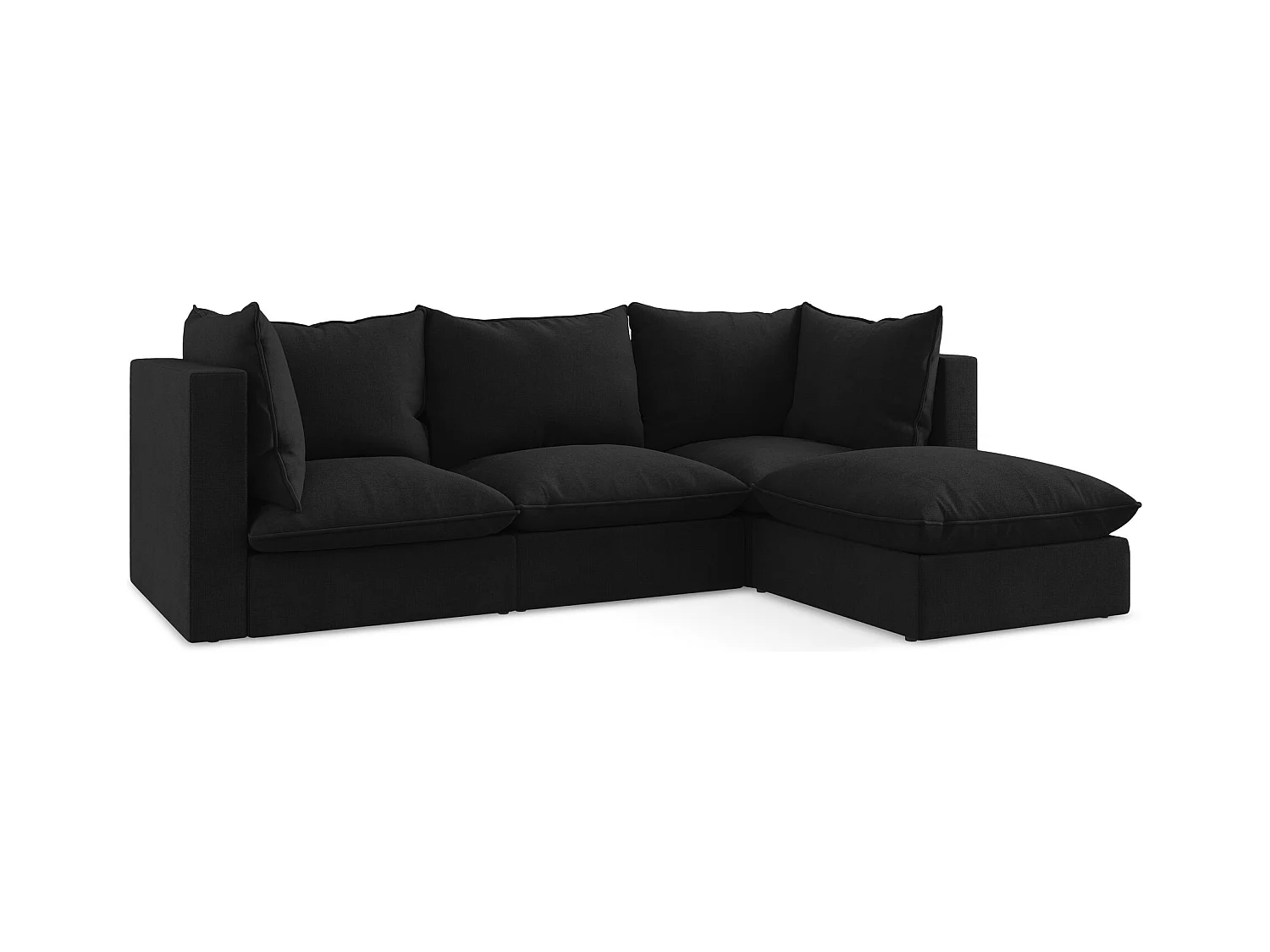3-Sitzer Modulares Ecksofa - Ecke Rechts - Strukturstoff - Schwarz - MANAO