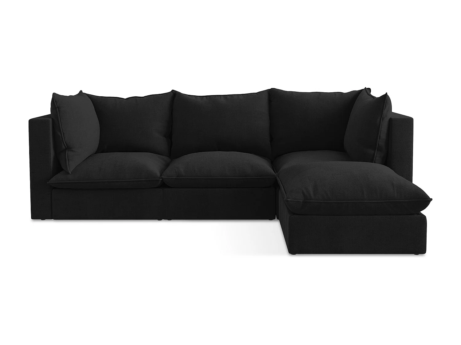 3-Sitzer Modulares Ecksofa - Ecke Rechts - Strukturstoff - Schwarz - MANAO