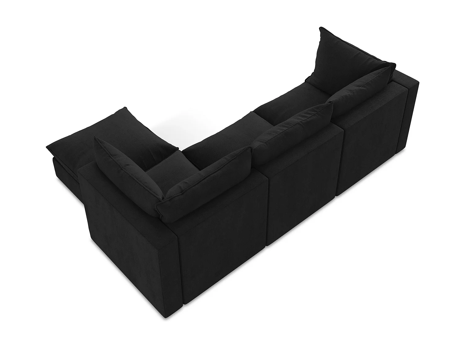 3-Sitzer Modulares Ecksofa - Ecke Rechts - Strukturstoff - Schwarz - MANAO